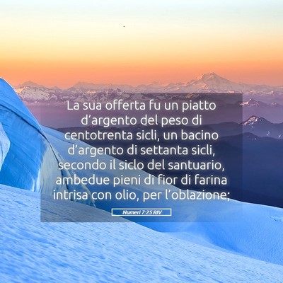 Picture 05 - Numeri 7:25 RIV - La sua offerta fu un piatto d’argento del peso - Bible Verse Picture