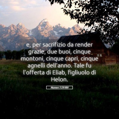 Picture 05 - Numeri 7:29 RIV - e, per sacrifizio da render grazie, due buoi, - Bible Verse Picture