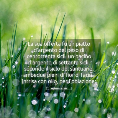 Picture 05 - Numeri 7:67 RIV - La sua offerta fu un piatto d’argento del peso - Bible Verse Picture