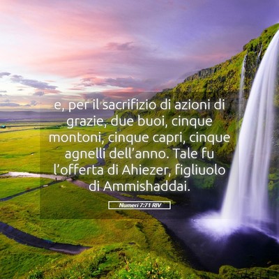 Picture 05 - Numeri 7:71 RIV - e, per il sacrifizio di azioni di grazie, due - Bible Verse Picture