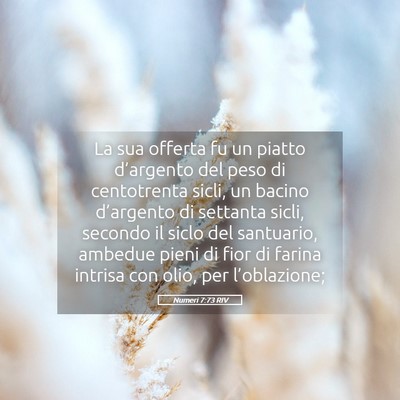 Picture 05 - Numeri 7:73 RIV - La sua offerta fu un piatto d’argento del peso - Bible Verse Picture