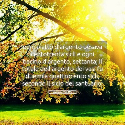 Picture 05 - Numeri 7:85 RIV - ogni piatto d’argento pesava centotrenta sicli - Bible Verse Picture