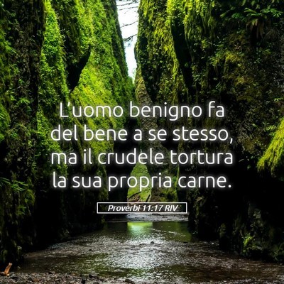Picture 05 - Proverbi 11:17 RIV - L’uomo benigno fa del bene a se stesso, ma il - Bible Verse Picture