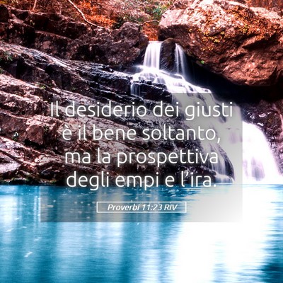 Picture 05 - Proverbi 11:23 RIV - Il desiderio dei giusti è il bene soltanto, ma - Bible Verse Picture