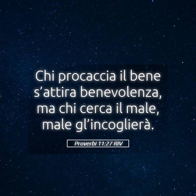 Picture 05 - Proverbi 11:27 RIV - Chi procaccia il bene s’attira benevolenza, ma - Bible Verse Picture