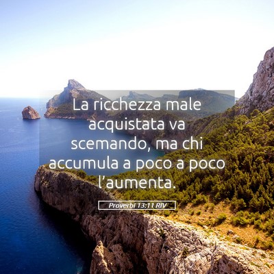 Picture 05 - Proverbi 13:11 RIV - La ricchezza male acquistata va scemando, ma chi - Bible Verse Picture