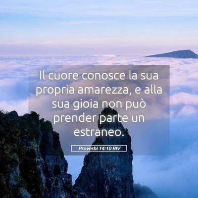Picture 05 - Proverbi 14:10 RIV - Il cuore conosce la sua propria amarezza, e alla - Bible Verse Picture