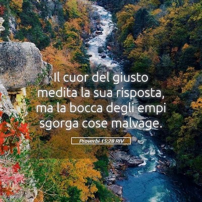 Picture 05 - Proverbi 15:28 RIV - Il cuor del giusto medita la sua risposta, ma la - Bible Verse Picture