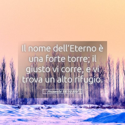 Picture 05 - Proverbi 18:10 RIV - Il nome dell’Eterno è una forte torre; il - Bible Verse Picture