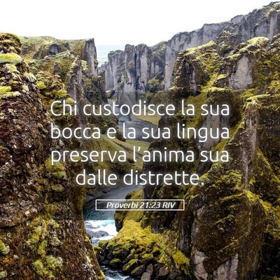 Picture 05 - Proverbi 21:23 RIV - Chi custodisce la sua bocca e la sua lingua - Bible Verse Picture