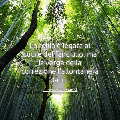 Picture 05 - Proverbi 22:15 RIV - La follia è legata al cuore del fanciullo, ma la - Bible Verse Picture