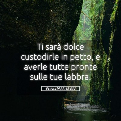 Picture 05 - Proverbi 22:18 RIV - Ti sarà dolce custodirle in petto, e averle - Bible Verse Picture