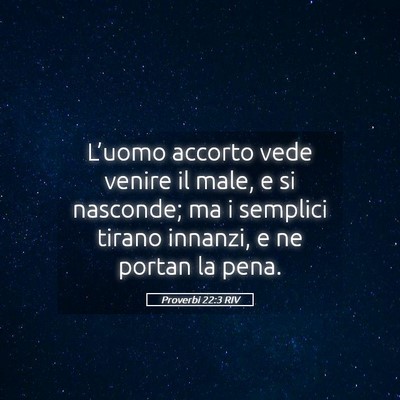 Picture 05 - Proverbi 22:3 RIV - L’uomo accorto vede venire il male, e si - Bible Verse Picture