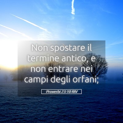 Picture 05 - Proverbi 23:10 RIV - Non spostare il termine antico, e non entrare nei - Bible Verse Picture
