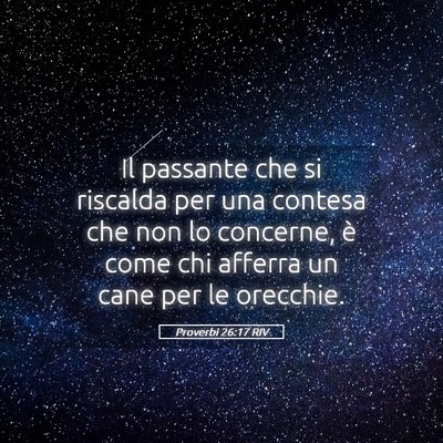 Picture 05 - Proverbi 26:17 RIV - Il passante che si riscalda per una contesa che - Bible Verse Picture