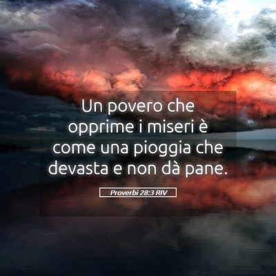 Picture 05 - Proverbi 28:3 RIV - Un povero che opprime i miseri è come una - Bible Verse Picture