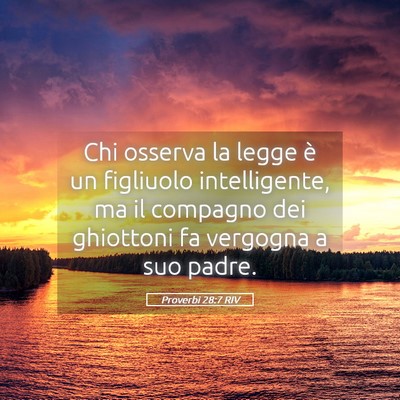 Picture 05 - Proverbi 28:7 RIV - Chi osserva la legge è un figliuolo - Bible Verse Picture