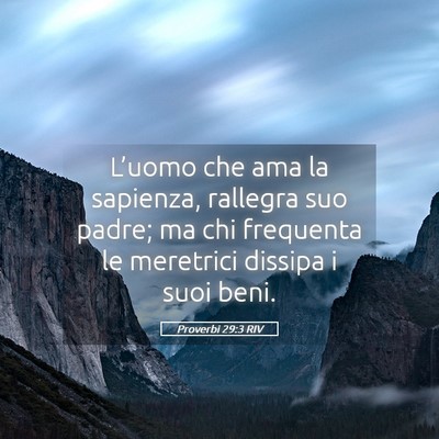 Picture 05 - Proverbi 29:3 RIV - L’uomo che ama la sapienza, rallegra suo padre; - Bible Verse Picture