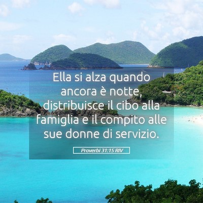 Picture 05 - Proverbi 31:15 RIV - Ella si alza quando ancora è notte, distribuisce - Bible Verse Picture