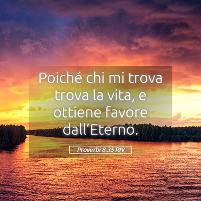 Picture 05 - Proverbi 8:35 RIV - Poiché chi mi trova trova la vita, e ottiene - Bible Verse Picture
