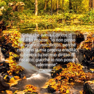 Picture 05 - Rut 4:6 RIV - Colui che aveva il diritto di riscatto rispose: - Bible Verse Picture