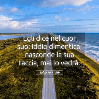 Picture 05 - Salmi 10:11 RIV - Egli dice nel cuor suo: Iddio dimentica, nasconde - Bible Verse Picture