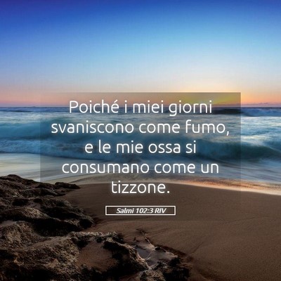 Picture 05 - Salmi 102:3 RIV - Poiché i miei giorni svaniscono come fumo, e le - Bible Verse Picture