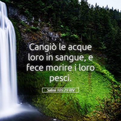 Picture 05 - Salmi 105:29 RIV - Cangiò le acque loro in sangue, e fece morire i - Bible Verse Picture
