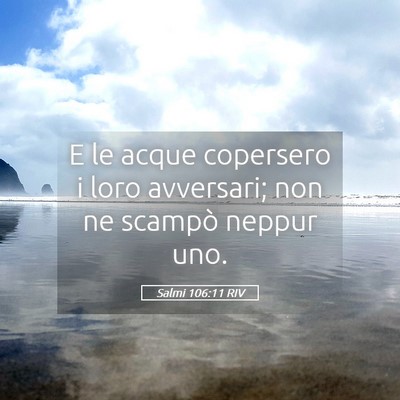 Picture 05 - Salmi 106:11 RIV - E le acque copersero i loro avversari; non ne - Bible Verse Picture