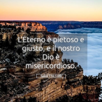 Picture 05 - Salmi 116:5 RIV - L’Eterno è pietoso e giusto, e il nostro Dio - Bible Verse Picture