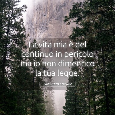 Picture 05 - Salmi 119:109 RIV - La vita mia è del continuo in pericolo ma io non - Bible Verse Picture