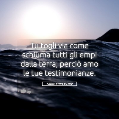 Picture 05 - Salmi 119:119 RIV - Tu togli via come schiuma tutti gli empi dalla - Bible Verse Picture