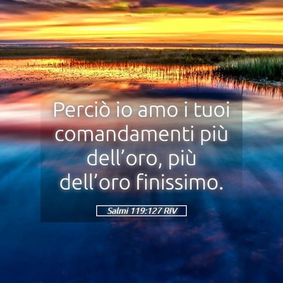 Picture 05 - Salmi 119:127 RIV - Perciò io amo i tuoi comandamenti più - Bible Verse Picture