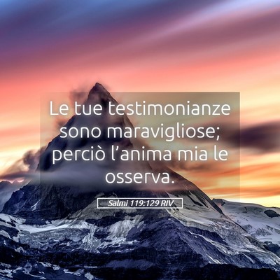 Picture 05 - Salmi 119:129 RIV - Le tue testimonianze sono maravigliose; perciò - Bible Verse Picture
