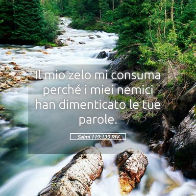 Picture 05 - Salmi 119:139 RIV - Il mio zelo mi consuma perché i miei nemici han - Bible Verse Picture