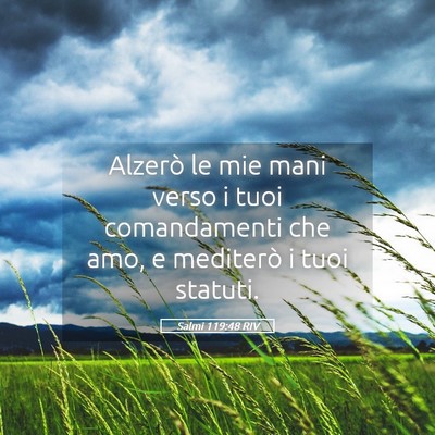 Picture 05 - Salmi 119:48 RIV - Alzerò le mie mani verso i tuoi comandamenti che - Bible Verse Picture