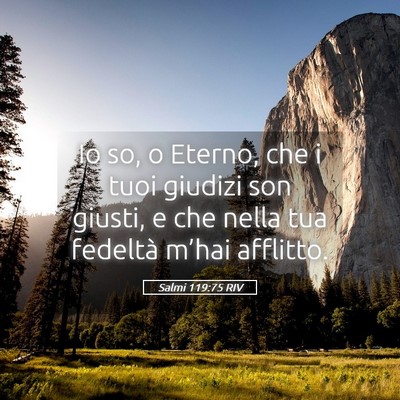 Picture 05 - Salmi 119:75 RIV - Io so, o Eterno, che i tuoi giudizi son giusti, e - Bible Verse Picture