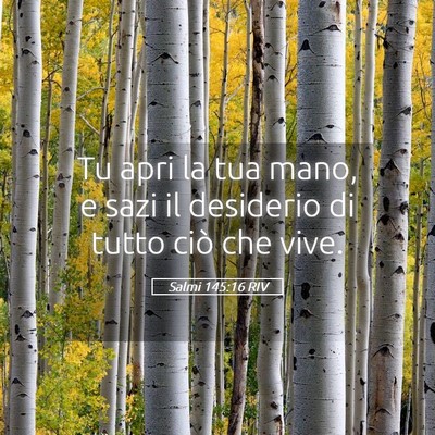 Picture 05 - Salmi 145:16 RIV - Tu apri la tua mano, e sazi il desiderio di tutto - Bible Verse Picture