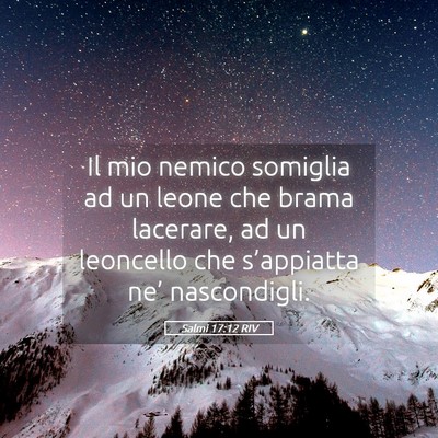 Picture 05 - Salmi 17:12 RIV - Il mio nemico somiglia ad un leone che brama - Bible Verse Picture