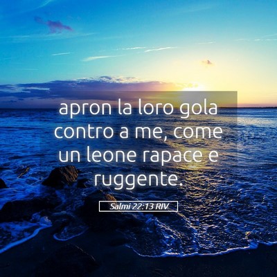Picture 05 - Salmi 22:13 RIV - apron la loro gola contro a me, come un leone - Bible Verse Picture