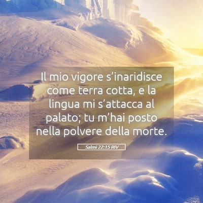 Picture 05 - Salmi 22:15 RIV - Il mio vigore s’inaridisce come terra cotta, e - Bible Verse Picture