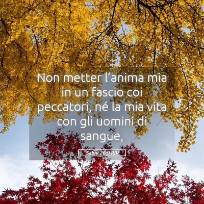Picture 05 - Salmi 26:9 RIV - Non metter l’anima mia in un fascio coi - Bible Verse Picture