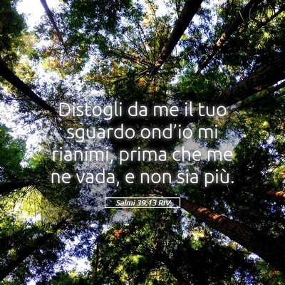 Picture 05 - Salmi 39:13 RIV - Distogli da me il tuo sguardo ond’io mi - Bible Verse Picture