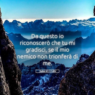 Picture 05 - Salmi 41:11 RIV - Da questo io riconoscerò che tu mi gradisci, se - Bible Verse Picture