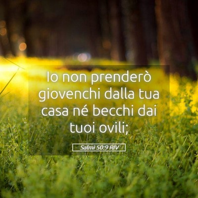 Picture 05 - Salmi 50:9 RIV - Io non prenderò giovenchi dalla tua casa né - Bible Verse Picture
