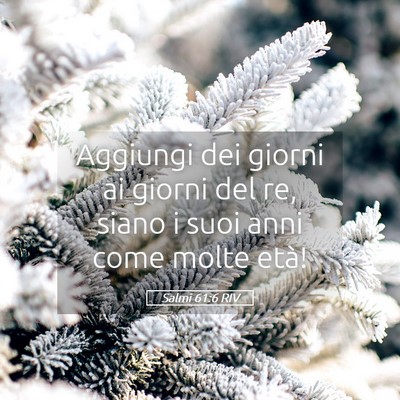 Picture 05 - Salmi 61:6 RIV - Aggiungi dei giorni ai giorni del re, siano i - Bible Verse Picture