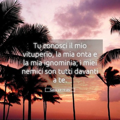 Picture 05 - Salmi 69:19 RIV - Tu conosci il mio vituperio, la mia onta e la mia - Bible Verse Picture