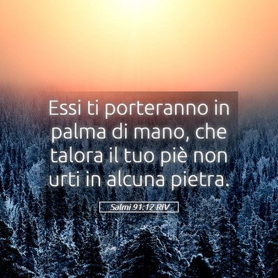 Picture 05 - Salmi 91:12 RIV - Essi ti porteranno in palma di mano, che talora - Bible Verse Picture
