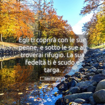 Picture 05 - Salmi 91:4 RIV - Egli ti coprirà con le sue penne, e sotto le sue - Bible Verse Picture