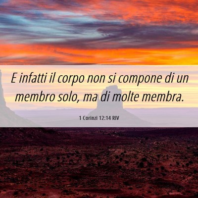 Picture 06 - 1 Corinzi 12:14 RIV - E infatti il corpo non si compone di un membro - Bible Verse Picture
